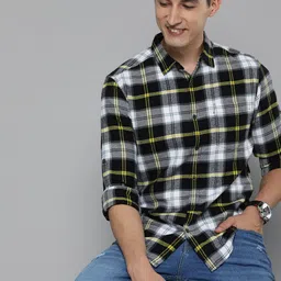 HERE&NOW Men Black Slim Fit Tartan Checks Casual Shirt-picture-17