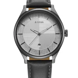 Titan Men Brass Dial & Leather Straps Analogue Watch 1802QL01-49