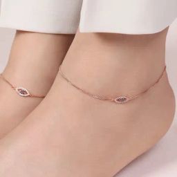 Zavya Evil Eye Guardian 925 Sterling Silver Rose Gold-Plated Anklet-image-44