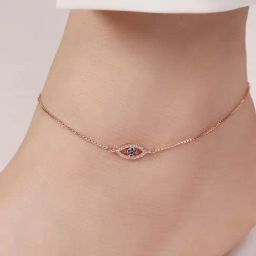 Zavya Evil Eye Guardian 925 Sterling Silver Rose Gold-Plated Anklet-image-11