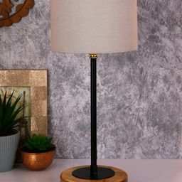 Devansh Beige & Black Solid Traditional Buffet Table Lamp with Shade-14