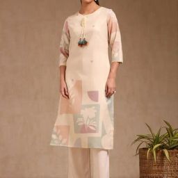 Soch Light Yellow Regular Fit Floral Print Kurtas-image-48