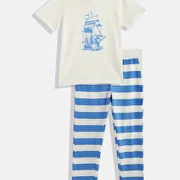 HERE&NOW Boys White & Blue Printed Night suit-image-39