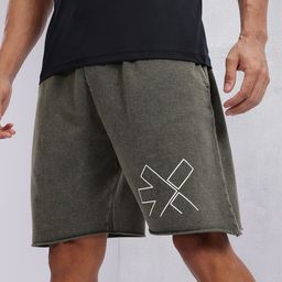 HRX by Hrithik Roshan Men Brand Logo Print Pure Cotton Washed Effect Training Shorts-image-77
