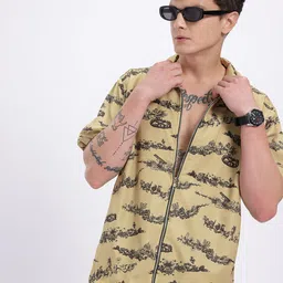 glitchez Grunge Zippered Relaxed Fit Shirt-image-4