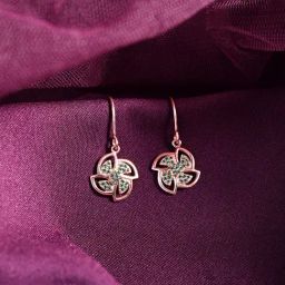 Clara 925 Silver Rose Gold-Plated Swiss Zirconia Hermosa Dangler Earrings-image-94