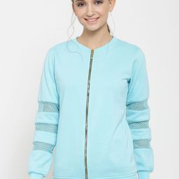 Belle Fille Women Turquoise Blue Solid Sweatshirt-image-78