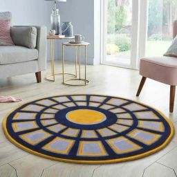 Presto Yellow & Navy Wool Hand Tufted Carpet-image-1