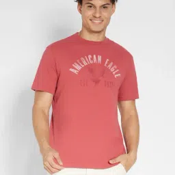 American Eagle Men Pink Logo Graphic T-Shirt-picture-44