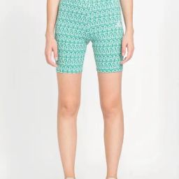 ADIDAS Green Cotton Printed Sports Shorts-image-8
