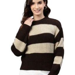 One Femme Brown Wool Regular fit Sweaters-picture-46