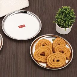 HAZEL Silver Stainless Steel Serving Plate with Glossy Finish - Set of 2-31