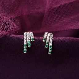 Clara 925 Silver Rose Gold-Plated Swiss Zirconia Blanca Stud Earrings-image-3