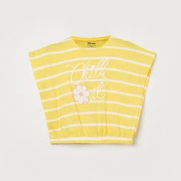FAME FOREVER Girls Yellow Cotton Striped T-Shirt-image-28