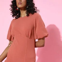 KASSUALLY Pink Relaxed Fit A Line Dress-image-66