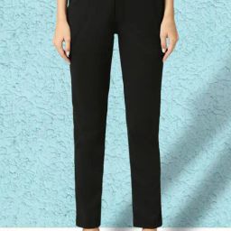 FITHUB Black Slim Fit High Rise Trousers-image-64