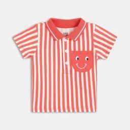 MINIKLUB Boys White & Red Cotton Striped Polo-picture-2