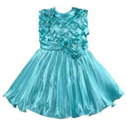 Wish Karo Kids Sea Green Applique Frock-picture-42