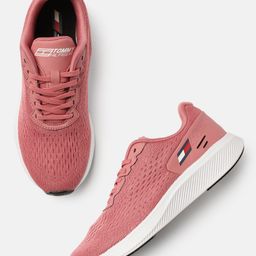 Tommy Hilfiger Women Dark Coral Pink Textured Regular Sneakers With Tech Foam Midsole-image-19