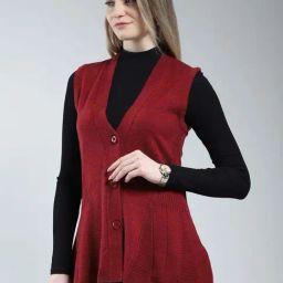 Monte Carlo Red Regular Fit Self Pattern Cardigan image 3