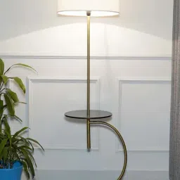 kapoor lamp shades Kapoor E Illuminations Jigger Brass & Black Metal Multiutility Shelf Floor Lamp-picture-30