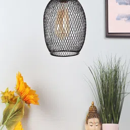 MFD HOME FURNISHING Black Self Design Hanging Light-image-92
