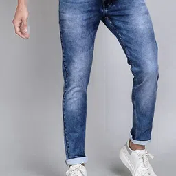 fineblu Men Slim Fit Mid-Rise Heavy Fade Stretchable Jeans-picture-30