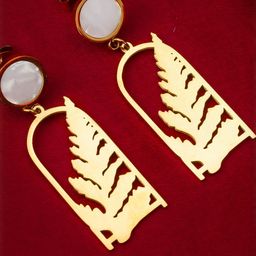 DressBerry Gold-Plated Alloy Kundan Diamond Shaped Earrings-picture-17