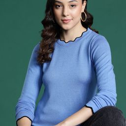 DressBerry Knitted Scalloped Detail Acrylic Pullover-image-20