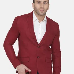 Wintage Men Red Solid Regular-Fit Single-Breasted Blazer-image-93