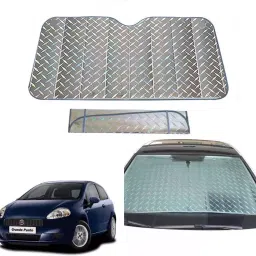 Auto Pearl F120 Dashboard Sun Shade Cover with Suction Cup for Fiat Grand Punto (Grey)-28