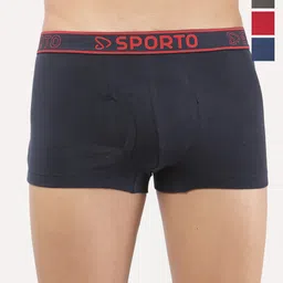 Sporto by Macho Pack Of 4 Mid Rise Combed Cotton Short Trunks-picture-1