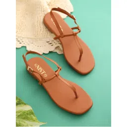 GNIST Tan Office Plain Flat Sandal-picture-14