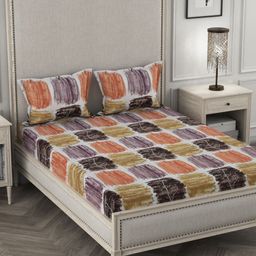 STELLAR HOME Multicoloured Abstract Double Queen Bedsheet With 2 Pillow Covers-image-130