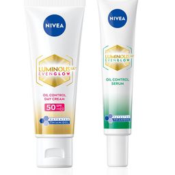 Nivea Set of Luminous Even Glow Oil Control SPF50 Day Cream 40ml & Serum 40ml-42