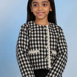 The Tribe Kids Girls Checked Lightweight Outdoor Woven Jacket-image-93