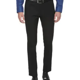 Louis Philippe Black Slim Fit Formal Flat Front Trousers-picture-47
