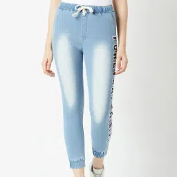Miss Chase Light Blue Printed Joggers-image-44