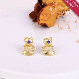 GIVA Love is Everywhere 92.5 Sterling Silver Coffee Love Stud Earrings in Gold-Plating-image-24