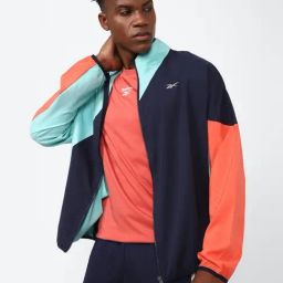 Reebok Navy Regular Fit Colour Block Jacket-3