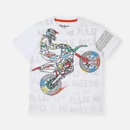 Pepe Jeans Kids White Graphic Print T-Shirt-picture-18