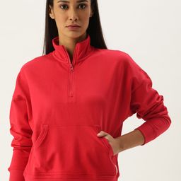 Flying Machine Women Red Solid Sweatshirt-18