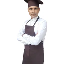 SWITCHON Brown Adjustable Straps Apron With Hat image 5
