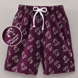 Grab It Knee Length Shorts Unicorn Print - Purple-image-4