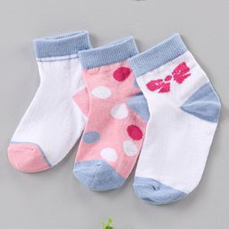 Cute Walk by Babyhug Ankle Length Antibacterial Socks Polka Dots Design Pack Of 3 - Multicolor-image-28