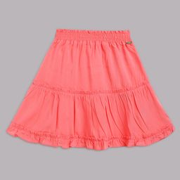 Guess Solid Gathered Layered Skirt - Pink-image-3