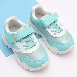 Cute Walk by Babyhug Sneakers With Velcro Closure Solid - White & Sea Green-picture-15
