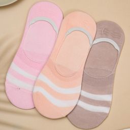 Yellow Bee Pack Of 3  Striped Detailed Socks - Pink Peach & Brown-image-76