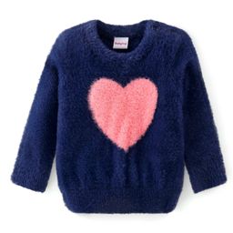 Babyhug Knitted Full Sleeves Pullover With Heart Design - Navy Blue-image-23