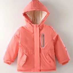 Kookie Kids Full Sleeves Padded Hooded Solid Colour Jacket - Orange-picture-22